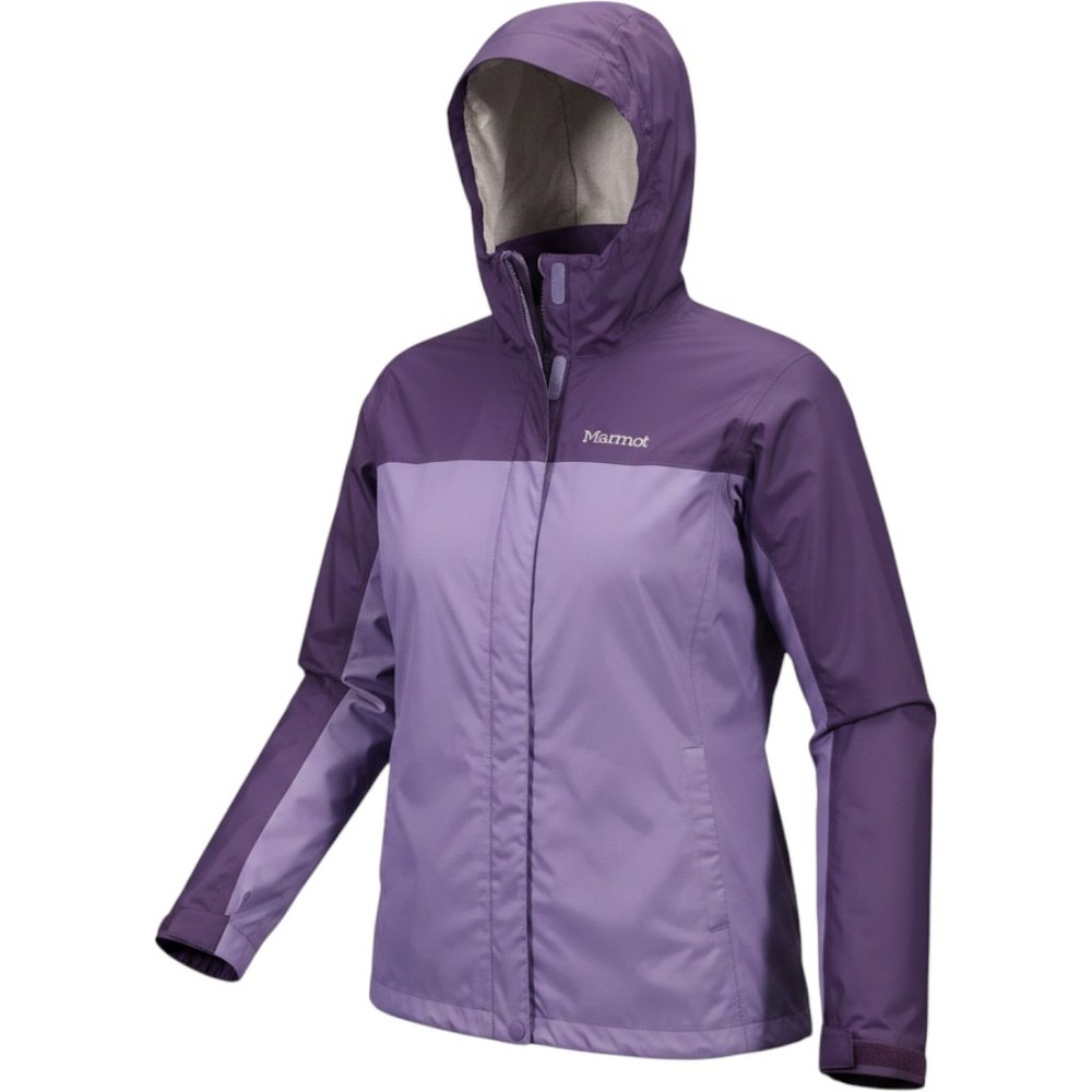 Marmot PreCip Rain Jacket Womens XL Purple Colorblock Waterproof Hooded V55200-1